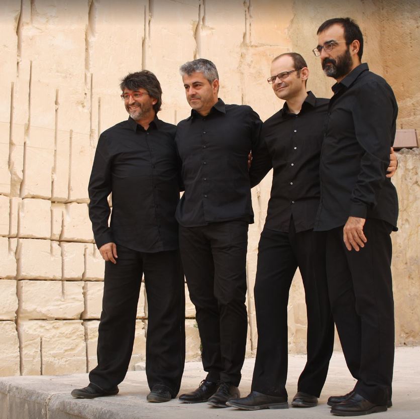 Photo des quatre hoomes de Percussions de Barcelona