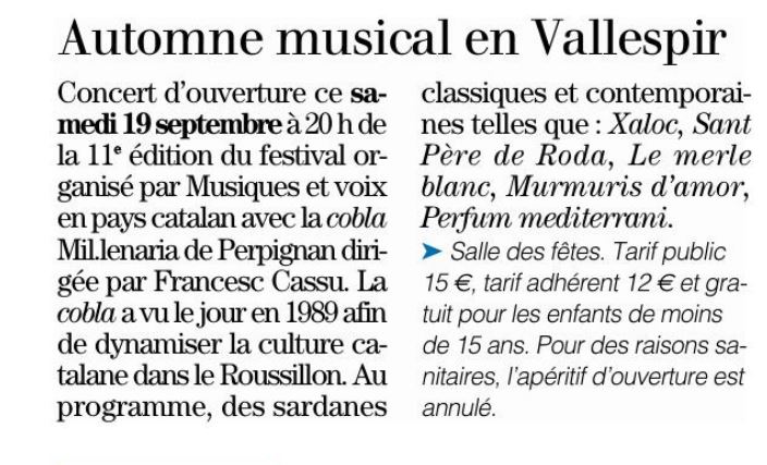 Annonce dans L'Indepenent du concert à Le Perthus19